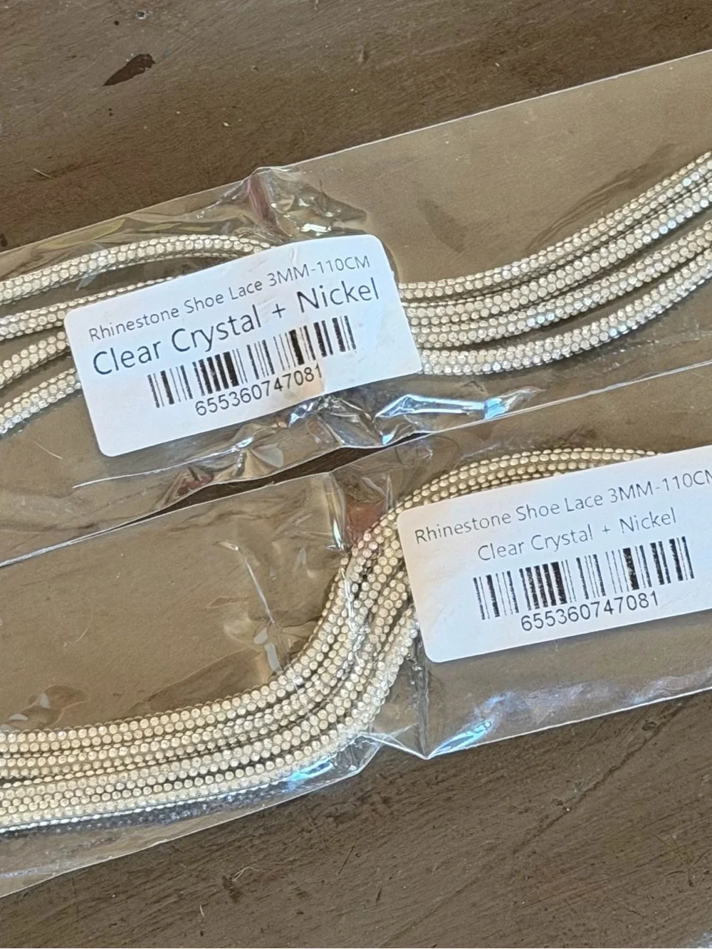 Clear Crystal Rhinestone Shoe Laces - Sparkling Silver‎